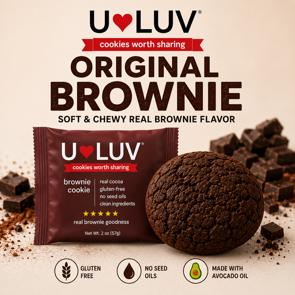 U-LUV Original Brownie Cookie 4-Pack | Soft & Chewy Cookie | Made with Avocado Oil | Dairy Free  | Nut free | Allergen Friendly